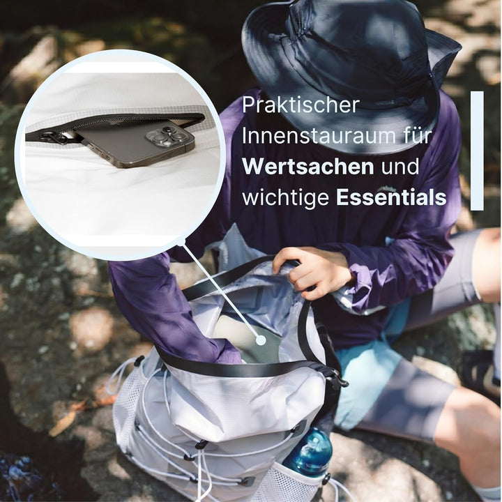 AlpPack 20L Ultraleichter Rucksack – Wasserdichter Rolltop Drybag für Wandern, Trekking, Reisen, Sta