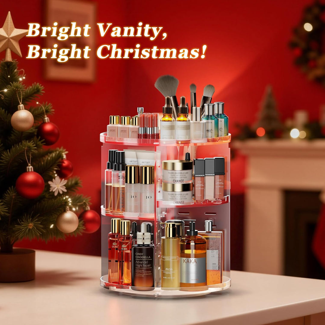 Auxmir Make Up Organizer mit 9 Einstellbaren Stufen, 360° Drehbar Schminktisch Kosmetik Organizer, E
