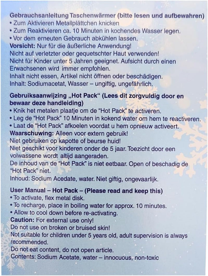 Taschenwärmer wiederverwendbar, Handwärmer, Wärmekissen, Wärmepads, Fingerwärmer für Kinder und Erwa