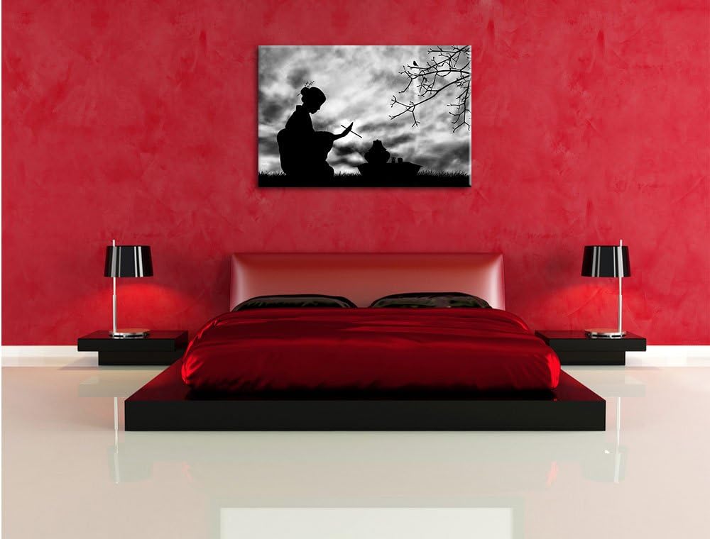 Pixxprint Dark Gesha Teezerenomie als Leinwandbild/Grösse: 100x70 cm/Wandbild/Kunstdruck/fertig besp