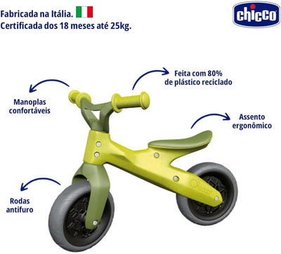 Chicco ECO+ Laufrad Green Hopper für Kinder 18-36 Monate, Kinder Laufrad fürs Gleichgewicht, aus rec