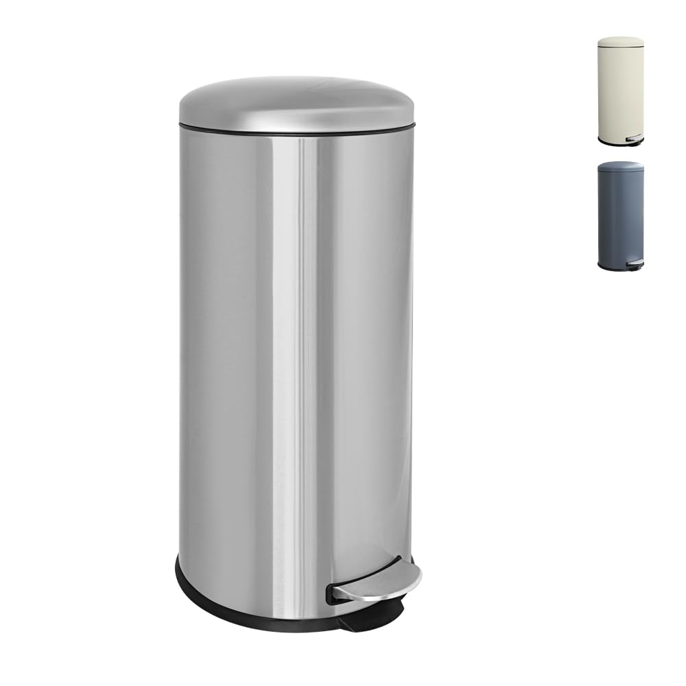 Mülleimer,30L Tretmülleimer mit Softclose-Deckel,30 Liter Abfalleimer mit Fusspedal,Rund Mülleimer m
