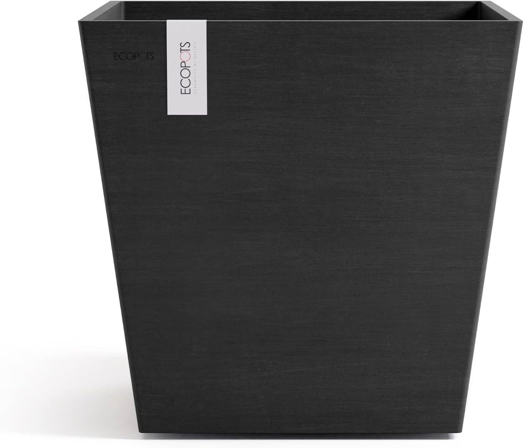 Ecopots Blumentopf Rotterdam Dunkel Grau - 30 x 30 cm quadratisch gross - Pflanzentopf aus Recycling