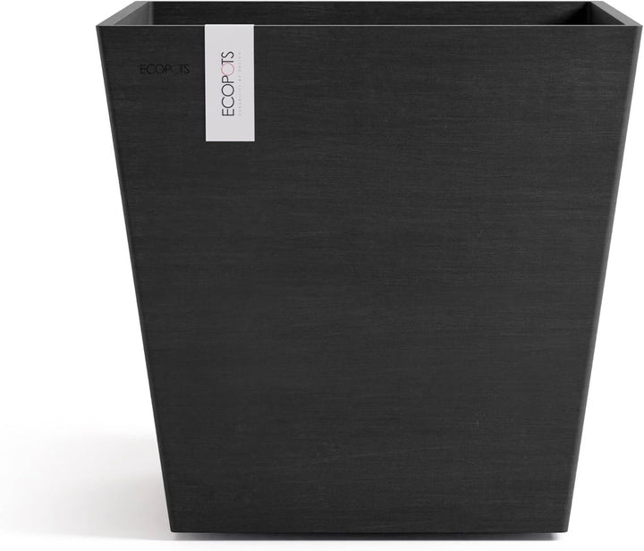 Ecopots Blumentopf Rotterdam Dunkel Grau - 30 x 30 cm quadratisch gross - Pflanzentopf aus Recycling