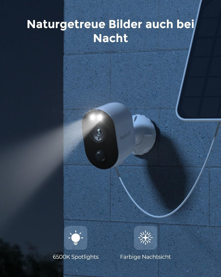 Reolink 2K 4MP Überwachungskamera Aussen Akku Argus 3 Pro mit Solarpanel, 2,4GHz/5GHz WLAN, Personen