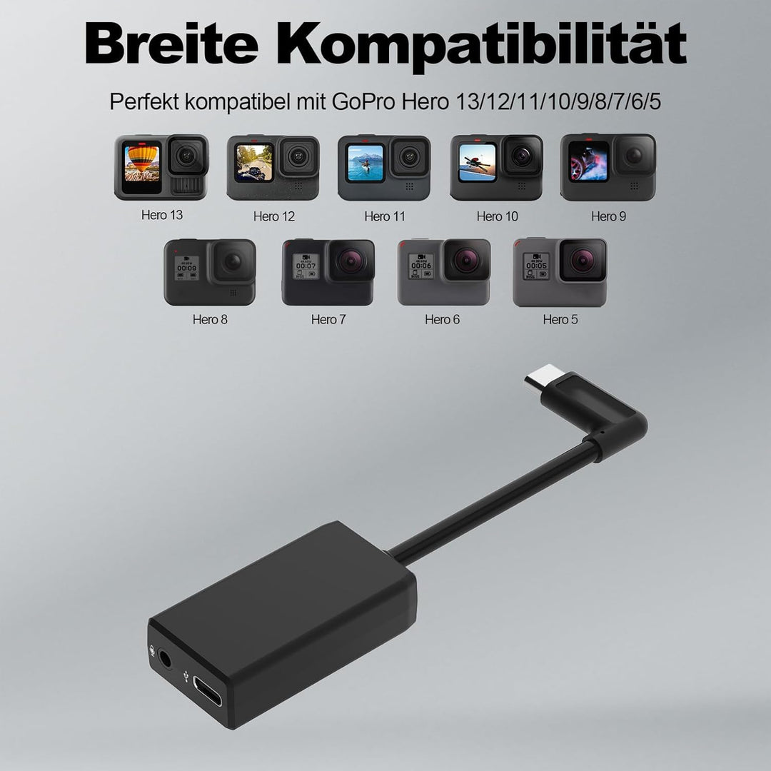 Homesuit 3,5mm Mikrofonadapter mit Windgeräuschreduzierung für GoPro Hero 13/12/11/10/9/8/7/6/5 Blac