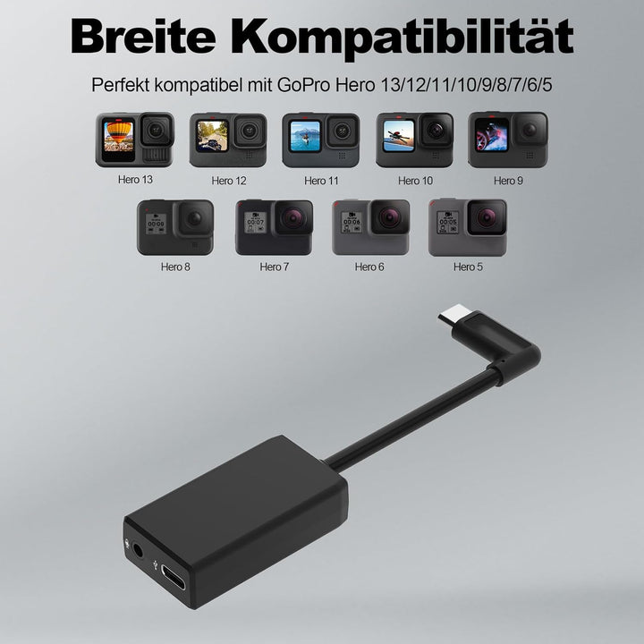 Homesuit 3,5mm Mikrofonadapter mit Windgeräuschreduzierung für GoPro Hero 13/12/11/10/9/8/7/6/5 Blac