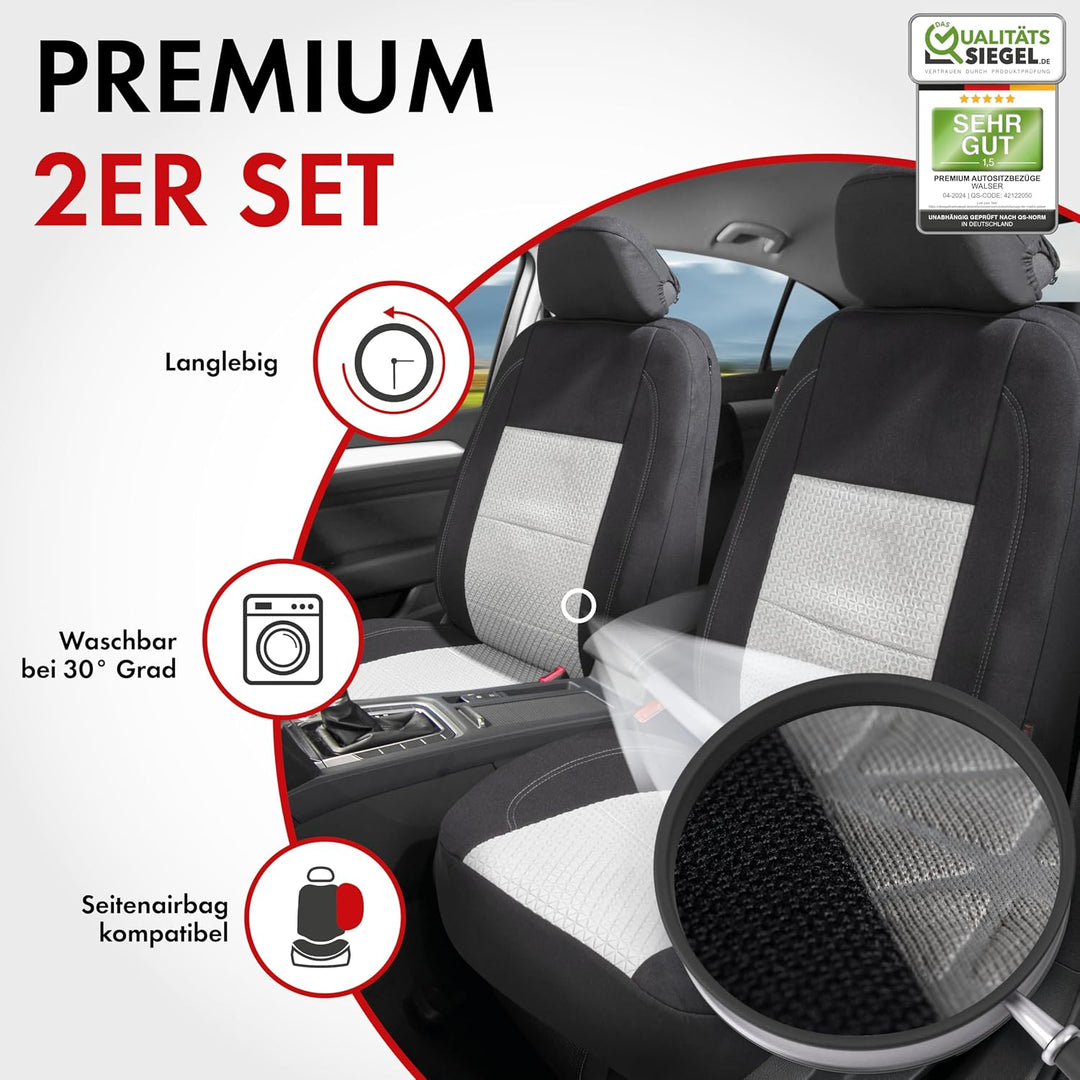 Walser Premium Autositzbezüge Avignon mit Reissverschluss Qualitätssieger Sehr Gut* Sitzbezüge Auto,