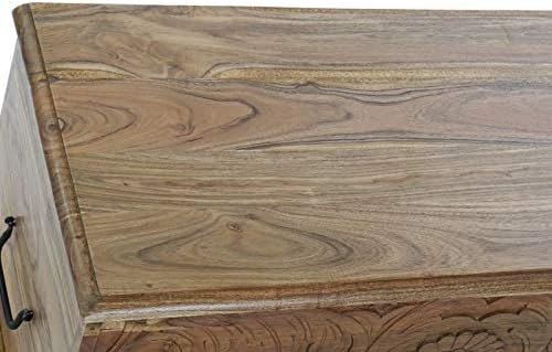 DRW Truhe aus Akazienholz in Natur 90 x 40 x 40 cm, Akazie, 90x40x40cm