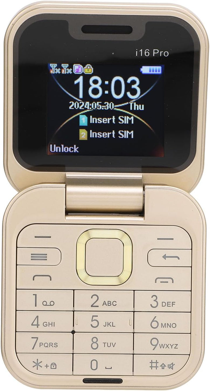 2G Klapphandy für Senioren, 2 SIM-Karten, Kleines Display, Faltbares Handy mit LED-Taschenlampe, Rüc