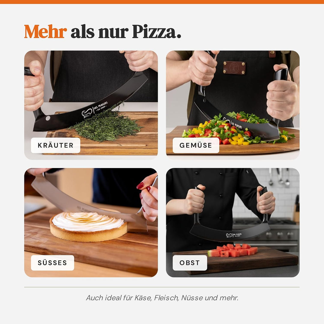 Extra scharfer Pizza Schneider/Pizzaschneider mit Antihaft-Beschichtung – Wiegemesser 30,5 cm mit Do