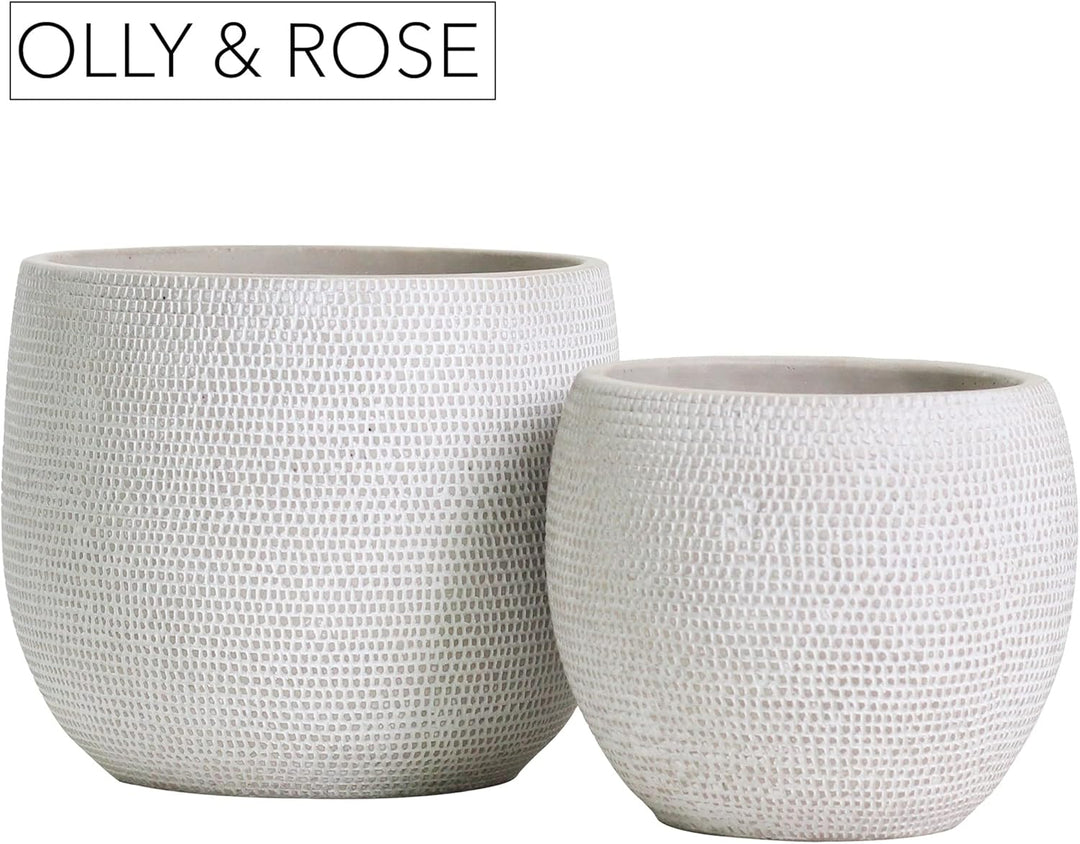 Olly & Rose Barcelona Keramik-Blumentopf-Set 2 – Pflanzgefässe für drinnen und draussen (weiss), Wei