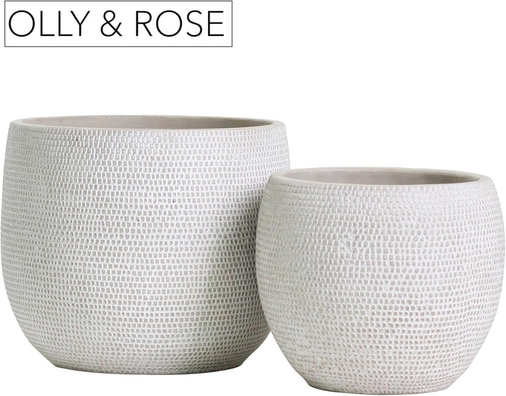 Olly & Rose Barcelona Keramik-Blumentopf-Set 2 – Pflanzgefässe für drinnen und draussen (weiss), Wei