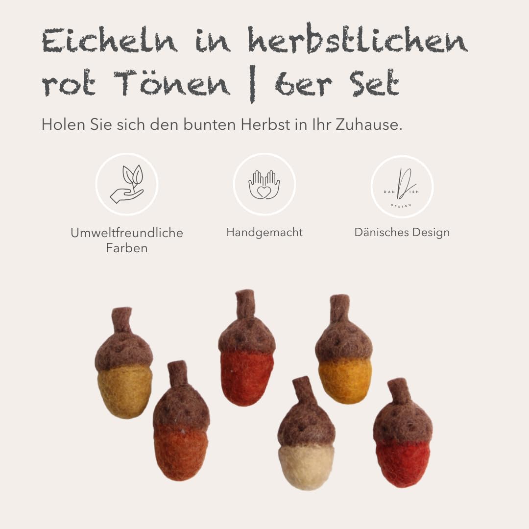 Gry & SIF Herbstanhänger Deko-Eicheln aus Filz, handgemachte skandinavische Herbstdeko, Herbst Dekor