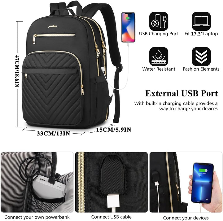 YAMTION Rucksack Damen,Schulrucksack Mädchen Teenager Schultasche Frauen 17.3 Zoll Laptop Rucksack m
