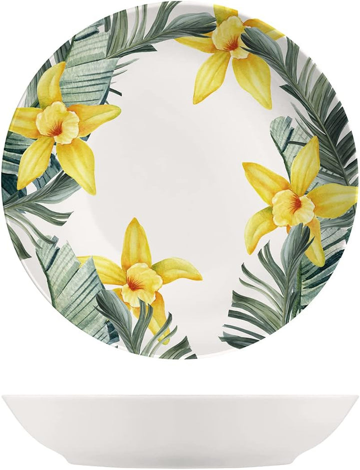 H&h set 6 piatti fondi exotic in new bone china avorio decorato cm 21