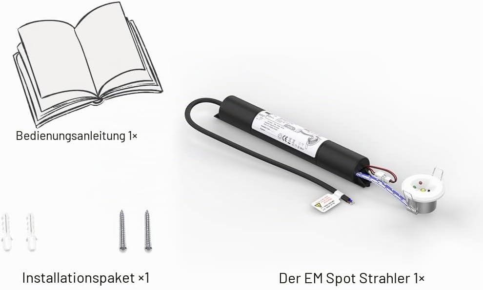 shopVG Spot LED Unterputz Deckenmontage LED Notleuchte Notbeleuchtung Exit Notausgang Fluchtwegleuch