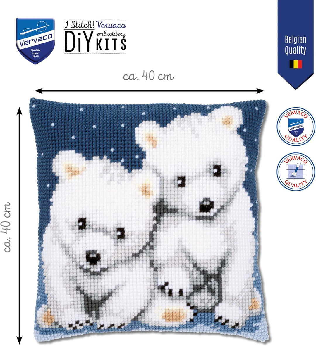 Vervaco Kreuzstich Stickpackungen Kissen Front zum Selbersticken mit Stickbild auf 100% Baumwoll Sto