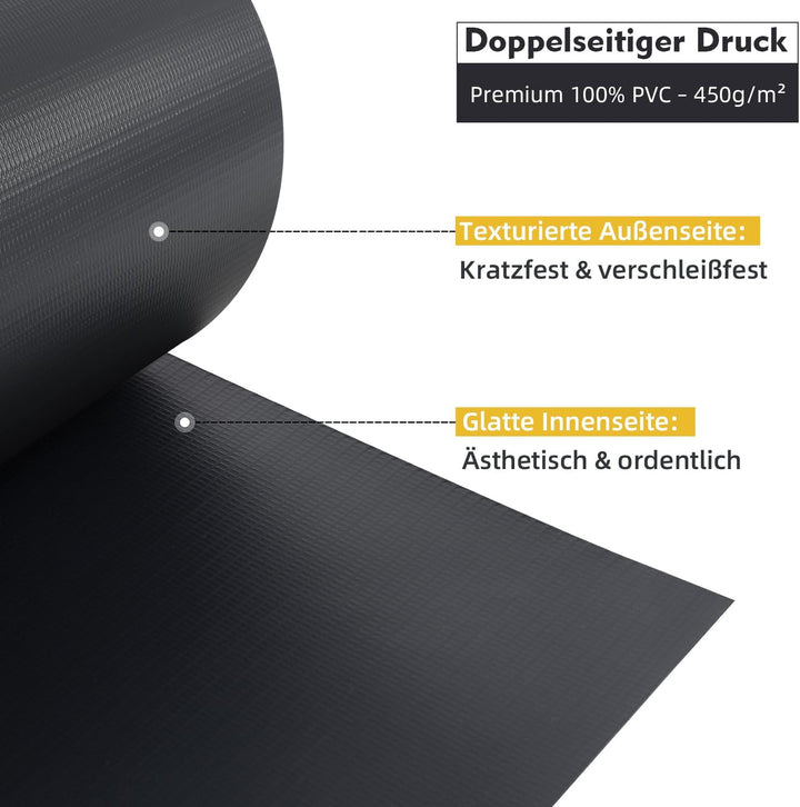 Sekey PVC Sichtschutzstreifen für Doppelstabmatten 35m x 19cm - 26 Befestigungsclips, Doppelstabmatt