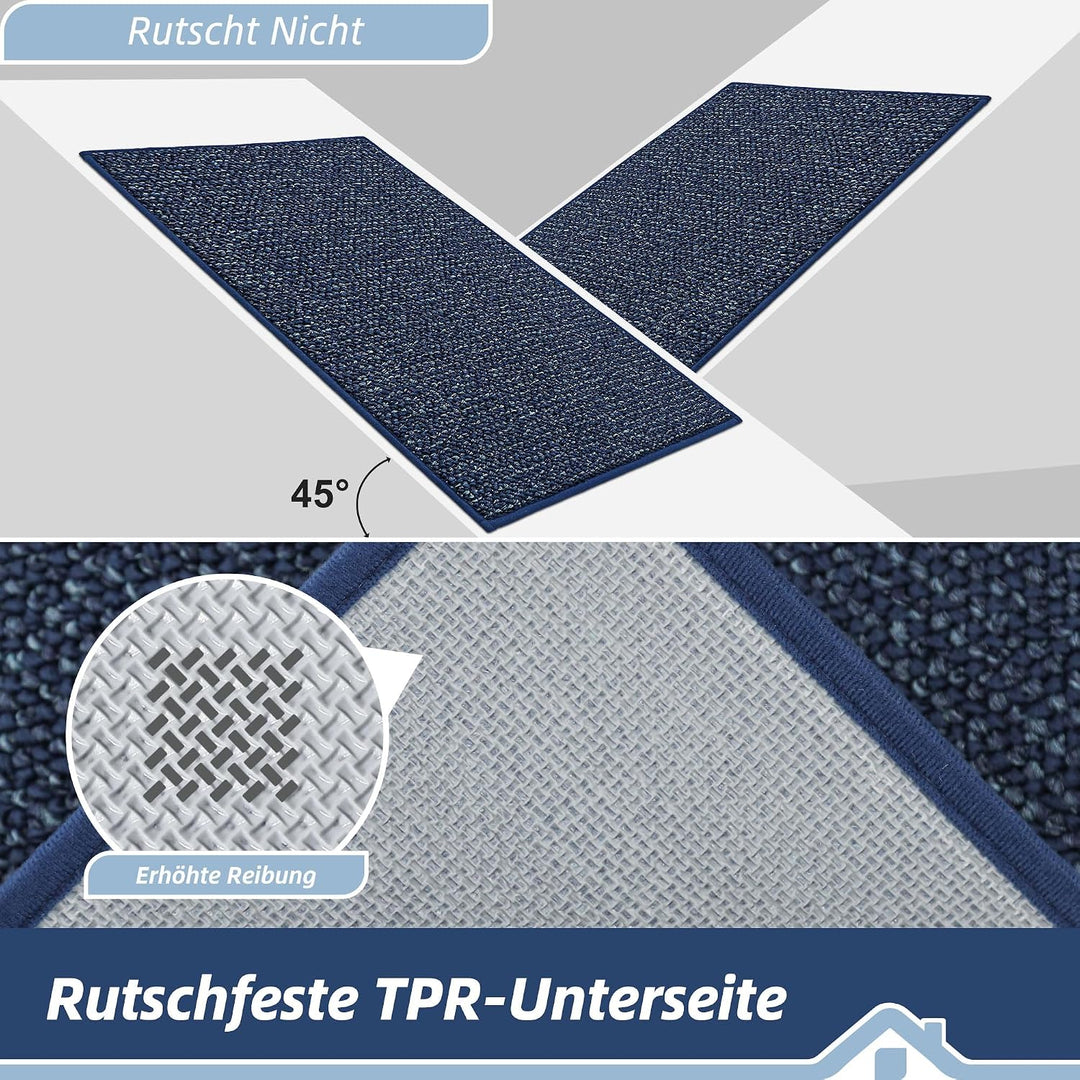 BEQHAUSE Fussmatte Innen, rutschfest und Waschbar, 80 x 120 cm, Blau | Schmutzfangmatte für Front Hi
