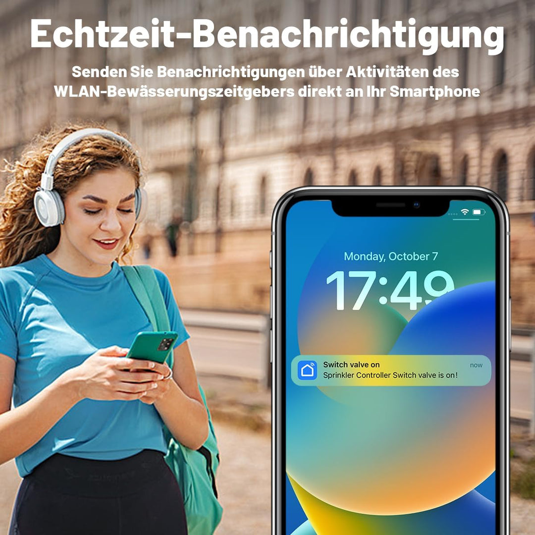 Wasser-Timer für Gartenschlauch, 2,4-GHz-WiFi-Smart-Schlauch-Sprinkler-Timer mit Tuya/Smart Life App