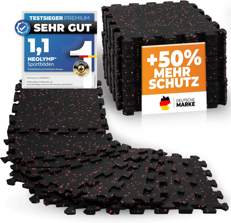 NEOLYMP Puzzlematte – robuste Naturkautschuk Bodenschutzmatte für Fitness 1 x 8 Stück 1x 8 Stück (8