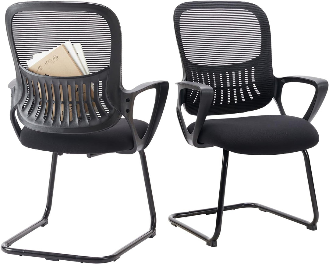 DUMOS Büro-Schreibtischstuhl mit Schlittenboden, ergonomischer Chefsessel aus Netzstoff, Computerstü
