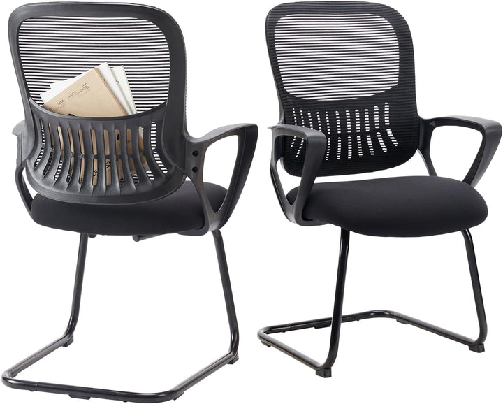 DUMOS Büro-Schreibtischstuhl mit Schlittenboden, ergonomischer Chefsessel aus Netzstoff, Computerstü