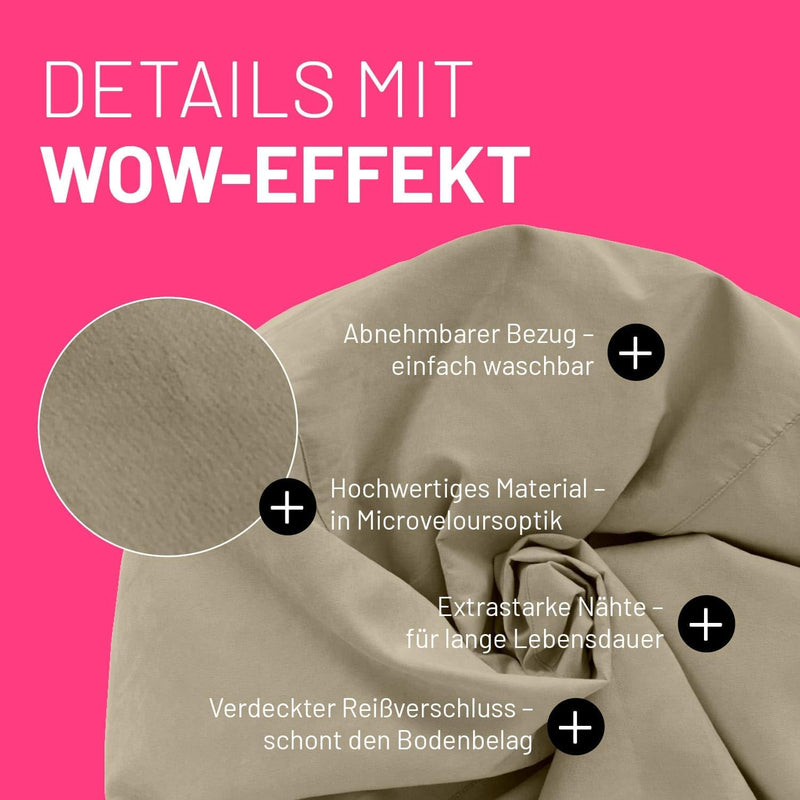 Lumaland Sitzsack Luxury XL Plus 85x65cm | Microvelours Beanbag mit extra weichem & robustem Stoff |