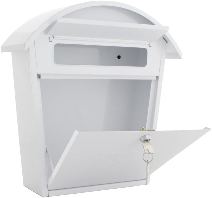 Profirst Mail PM 710 Briefkasten Weiss Stahl, BxH 36 x 38 cm, Zylinderschloss inkl. 2 Schlüssel, Tür