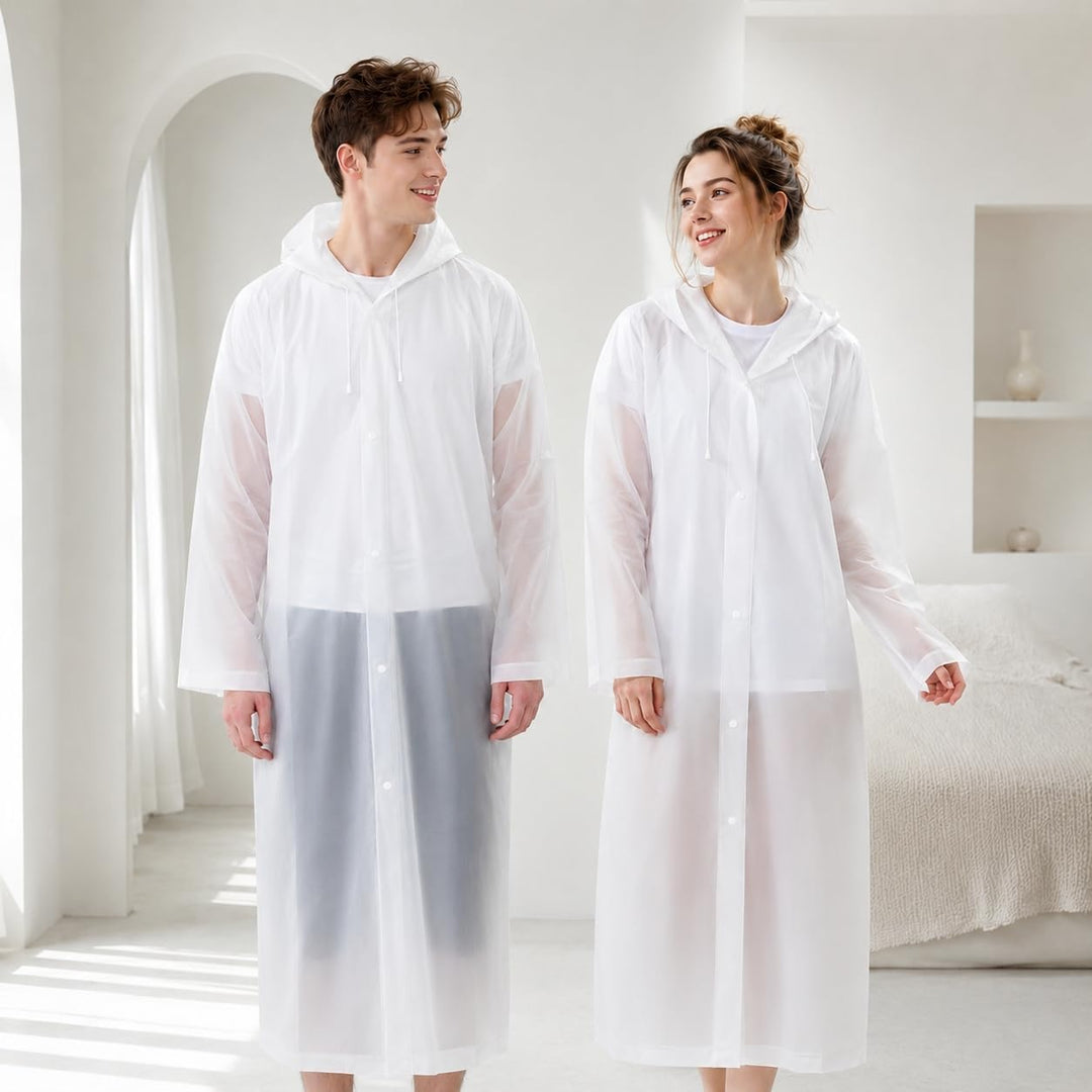 2 Stück Regenponcho Regencape Wiederverwendbar Regenmantel mit Kaputze Wasserdicht Transparent Regen