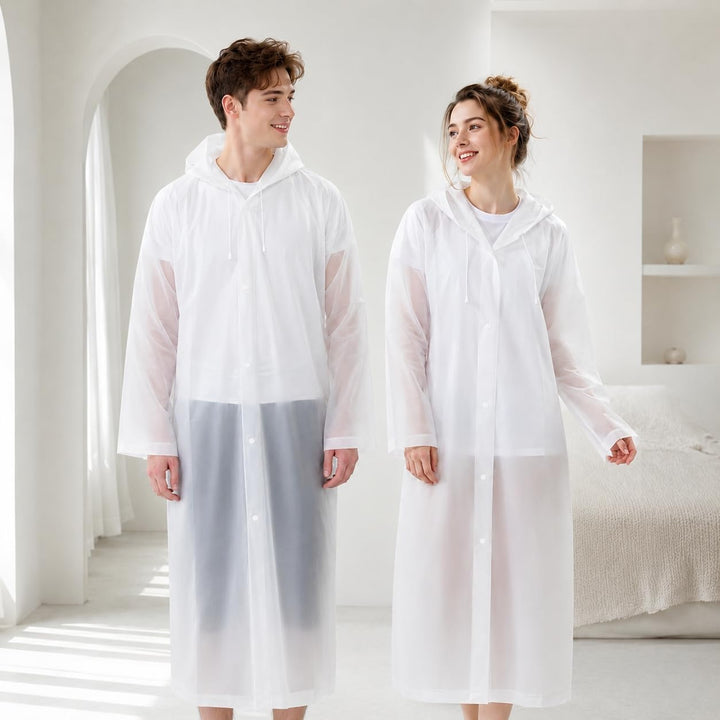 2 Stück Regenponcho Regencape Wiederverwendbar Regenmantel mit Kaputze Wasserdicht Transparent Regen