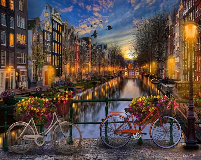 Figured'Art Malen Nach Zahlen Erwachsene Mit Rahmen Kanal Amsterdam - Paint by Numbers Basteln DIY B