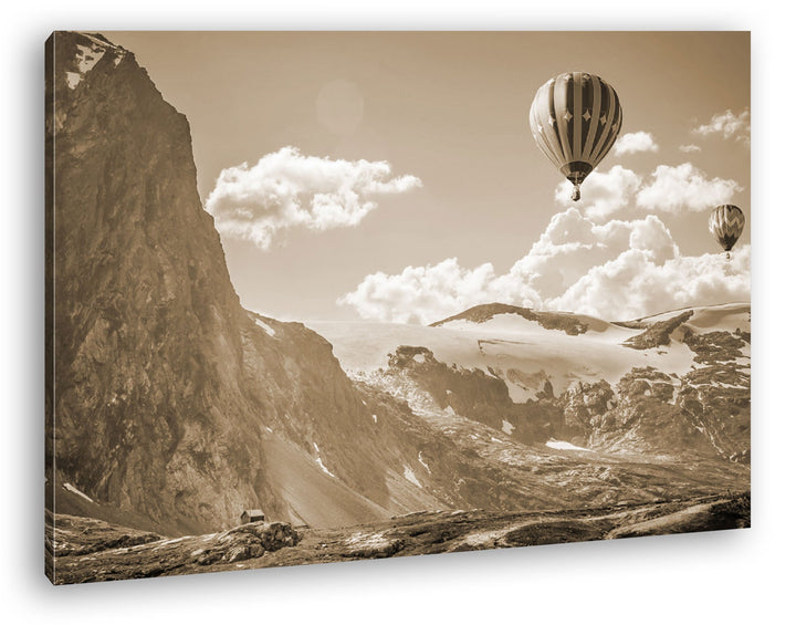 deyoli Heissluftballons im malerischen Gebirge Format: 80x60 Effekt: Sepia als Leinwandbild, Motiv f