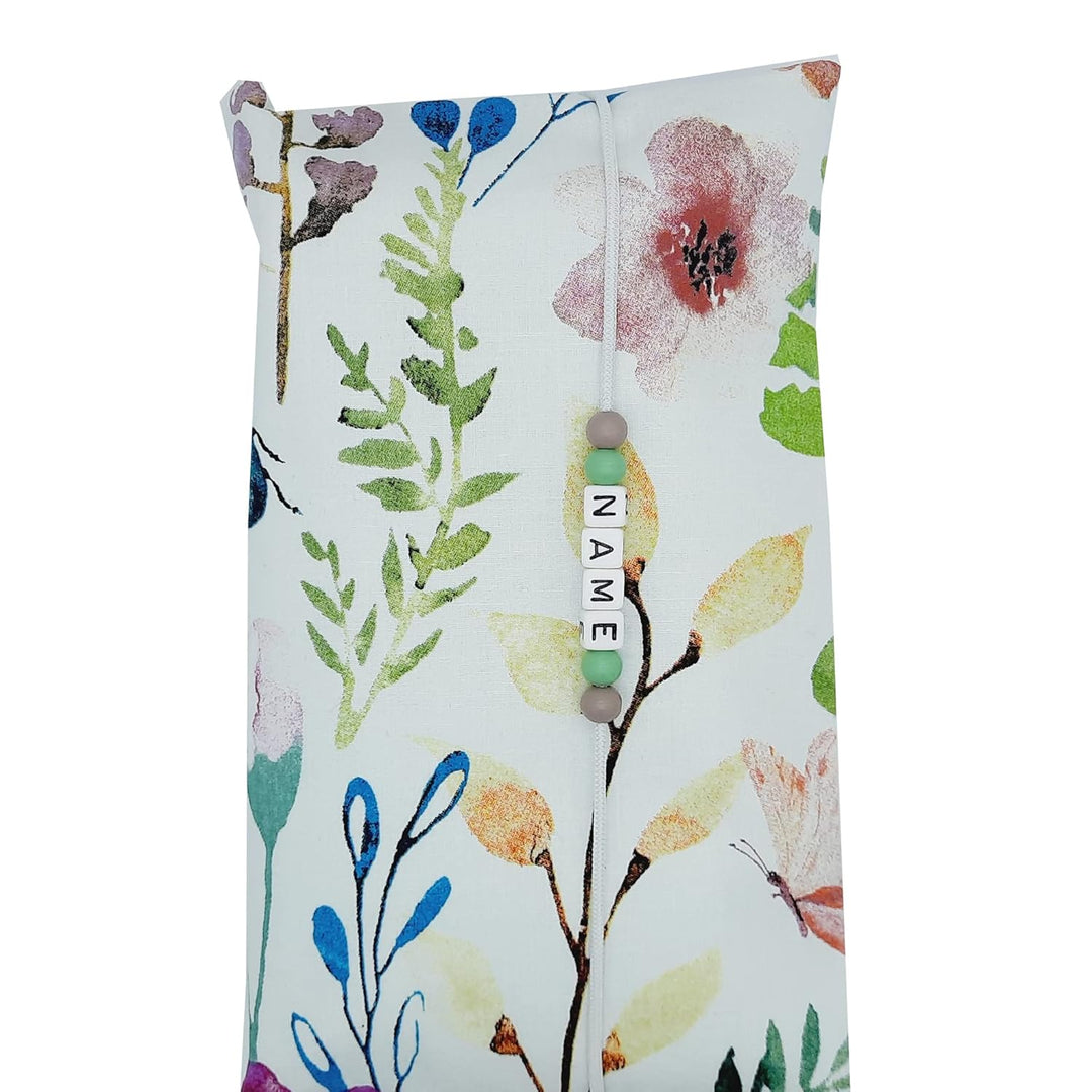 Grosse Windeltasche XXL mit Name Wickeltasche bunte Wiese weiss mint
