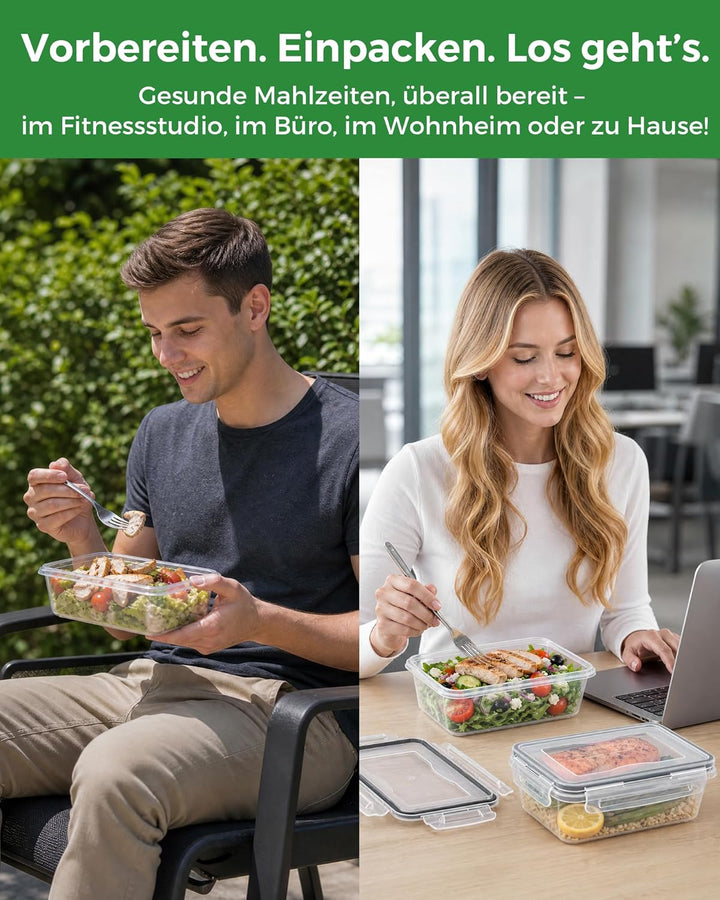 Frischhaltedosen mit Deckel - BPA-frei, Auslaufsicher, Meal Prep Boxen, spülmaschinenfest, gefrier-