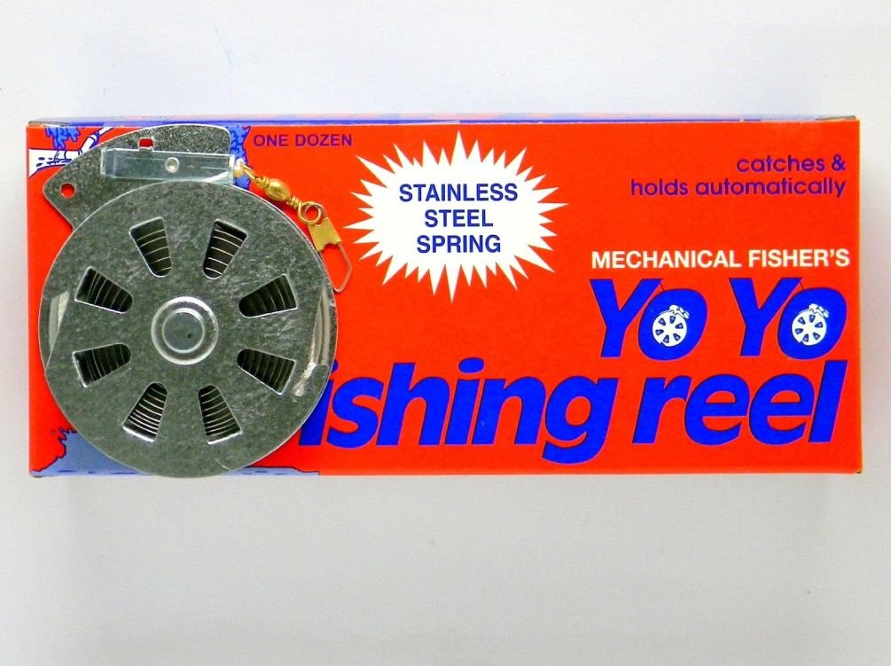 12 Mechanical Fisher's Yo Yo Fishing Reels (Flat Trigger Model) grau, grau