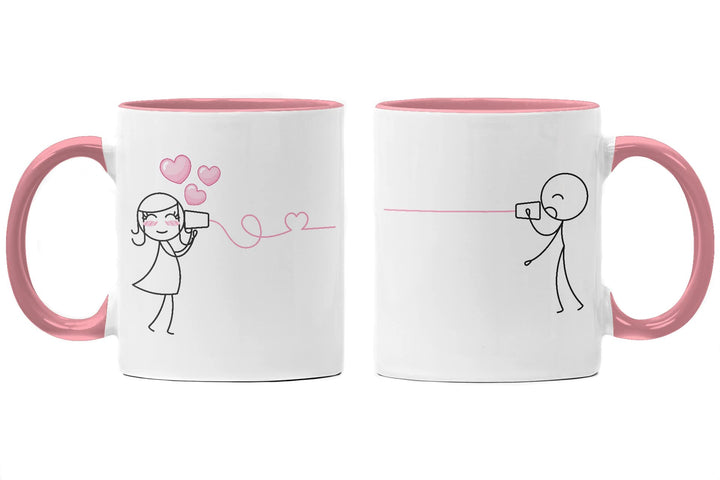 Trendation - Fernbeziehung Geschenk Tassen Set Partner Liebe Geschenk für Freundin Freund Liebesgest