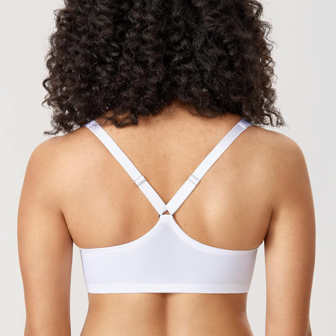 DELIMIRA Damen BH mit Vorderverschluss Seamless Bügel BHS Grosse Brüste Vollschalen Racerback Ungefü