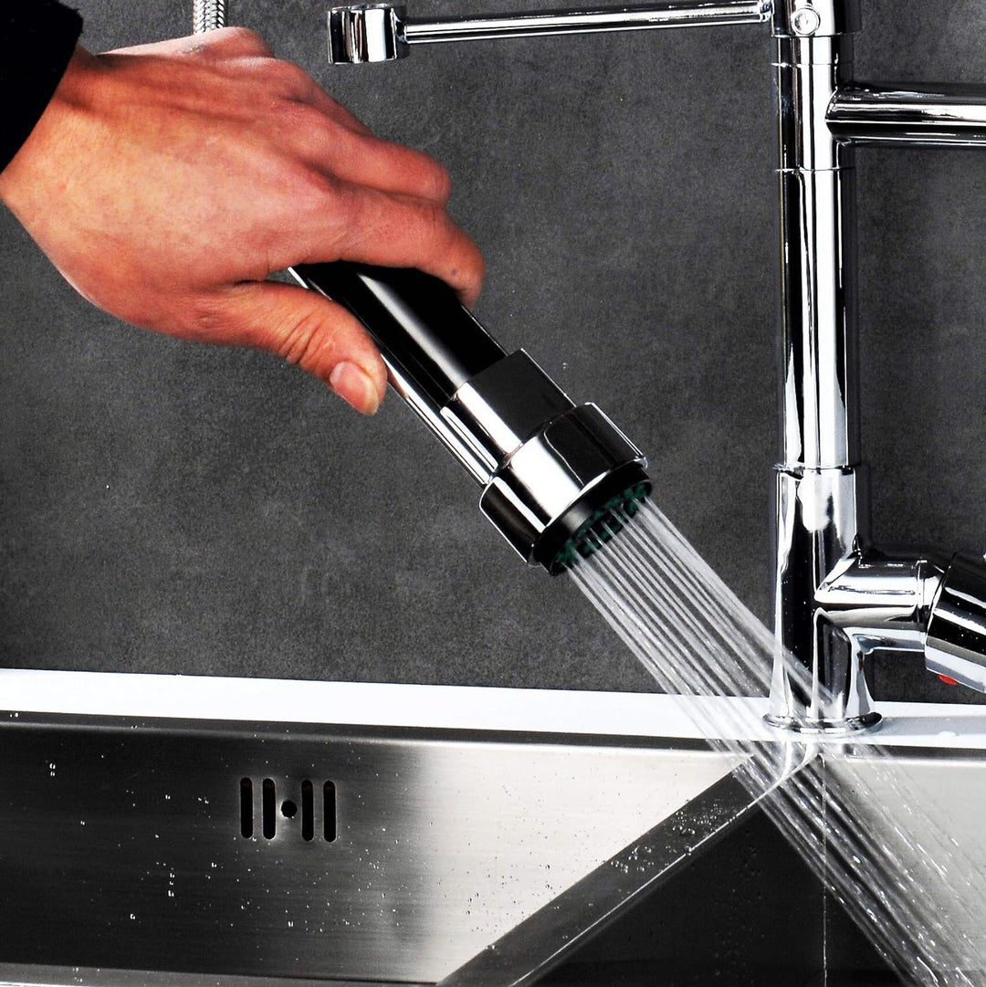 Gastro Profi Spültisch Küche Armatur Mischbatterie Wasserhahn Brause Spiralfeder Ausziehbar Glanz/Ch