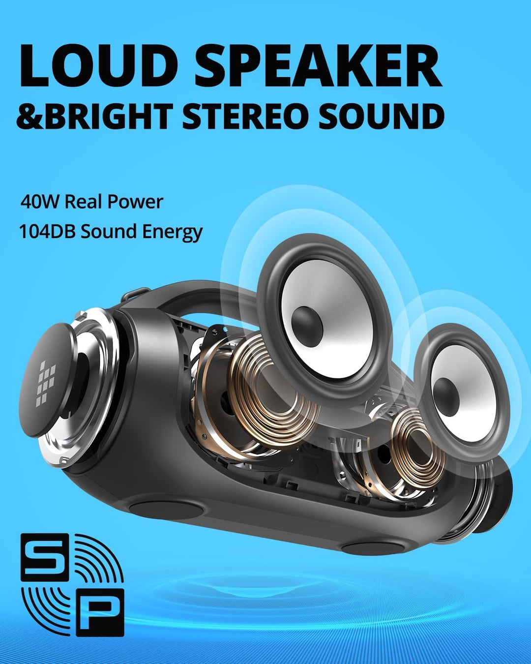 Tronsmart Bang SE Bluetooth Lautsprecher mit 3 Lichteffekten, 40W Outdoor Party-Lautsprecher mit IPX