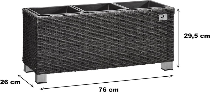 Gartenfreude Pflanzkübel, Raumteiler, Polyrattan für Innen und Aussen, Kunststoffeinsatz mit Alumini