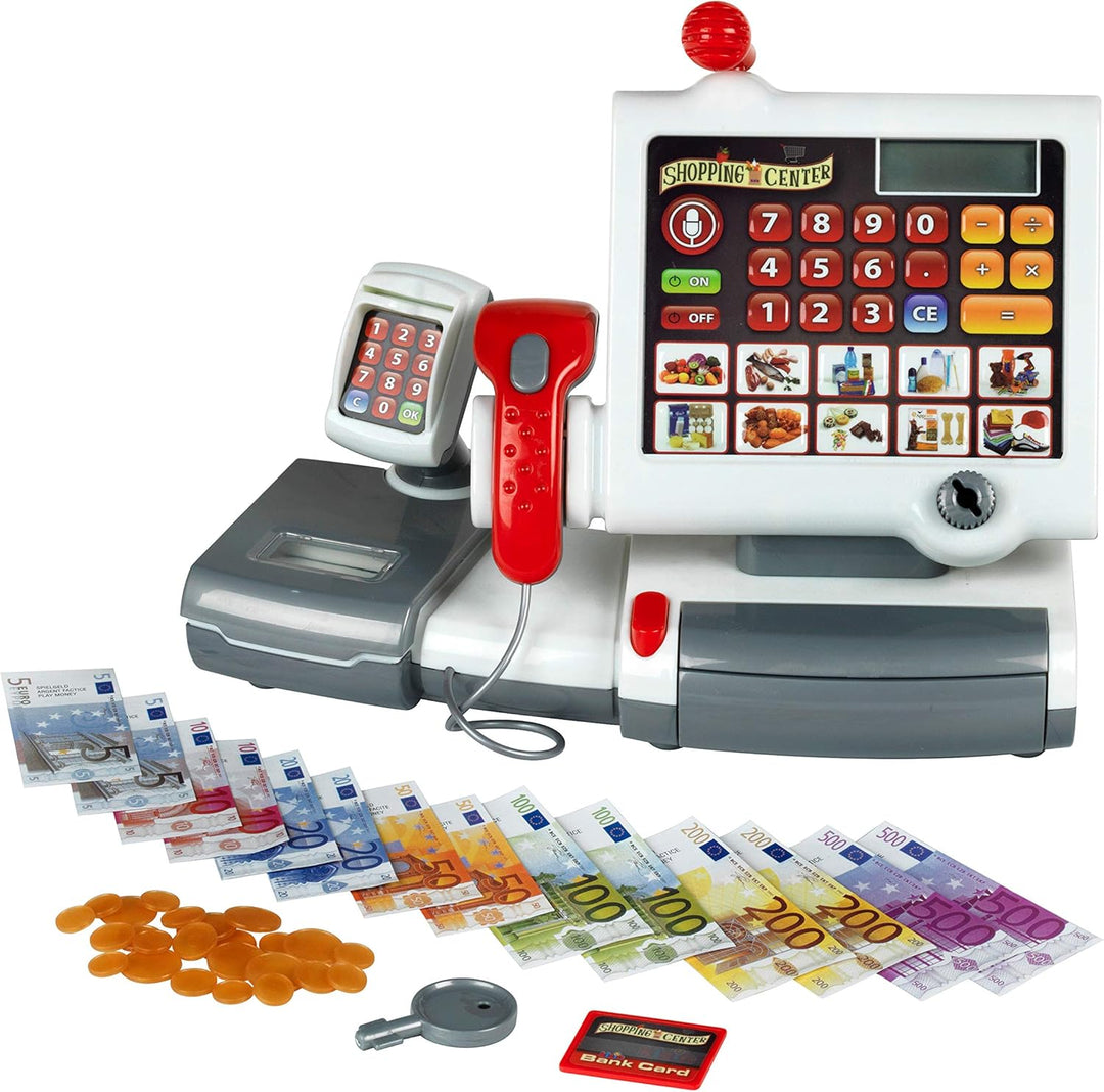 Theo Klein 9356 Kasse I Mit Folientastatur, Rechnerfunktion, Bezahlterminal samt Scanner und Waage m