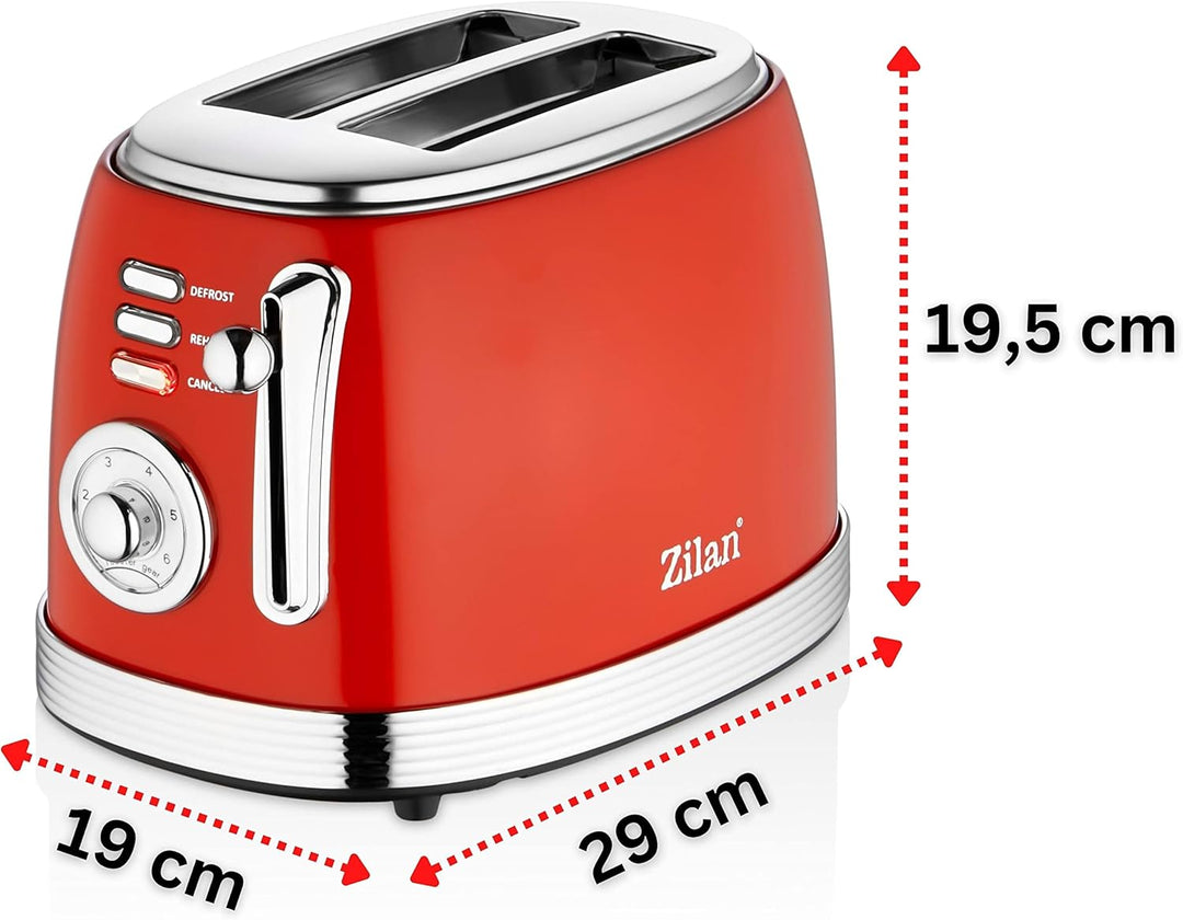 60er Jahre Retro Toaster 2 Scheiben Edelstahl | Toaster 2 Scheiben | Doppelschlitz Toaster | 6 Stufe