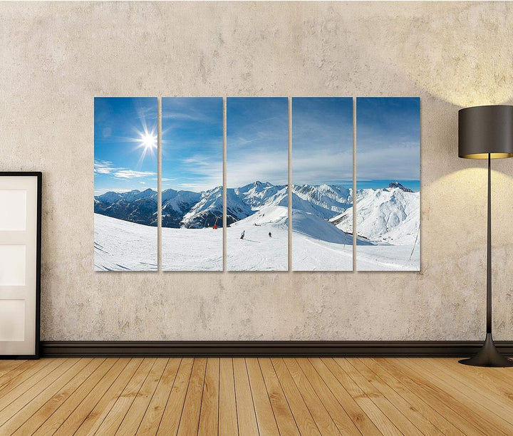 islandburner Bild auf Leinwand Skipiste In Den Bergen Bilder Wandbilder Poster Leinwand 160x80cm - 5