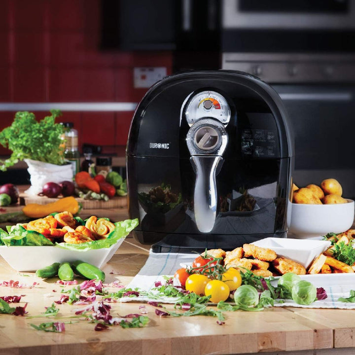 Duronic AF1 BK Heissluftfritteuse, Fritteuse mit 4,5 L Fassungsvermögen, Mini Backofen zum Dünsten,