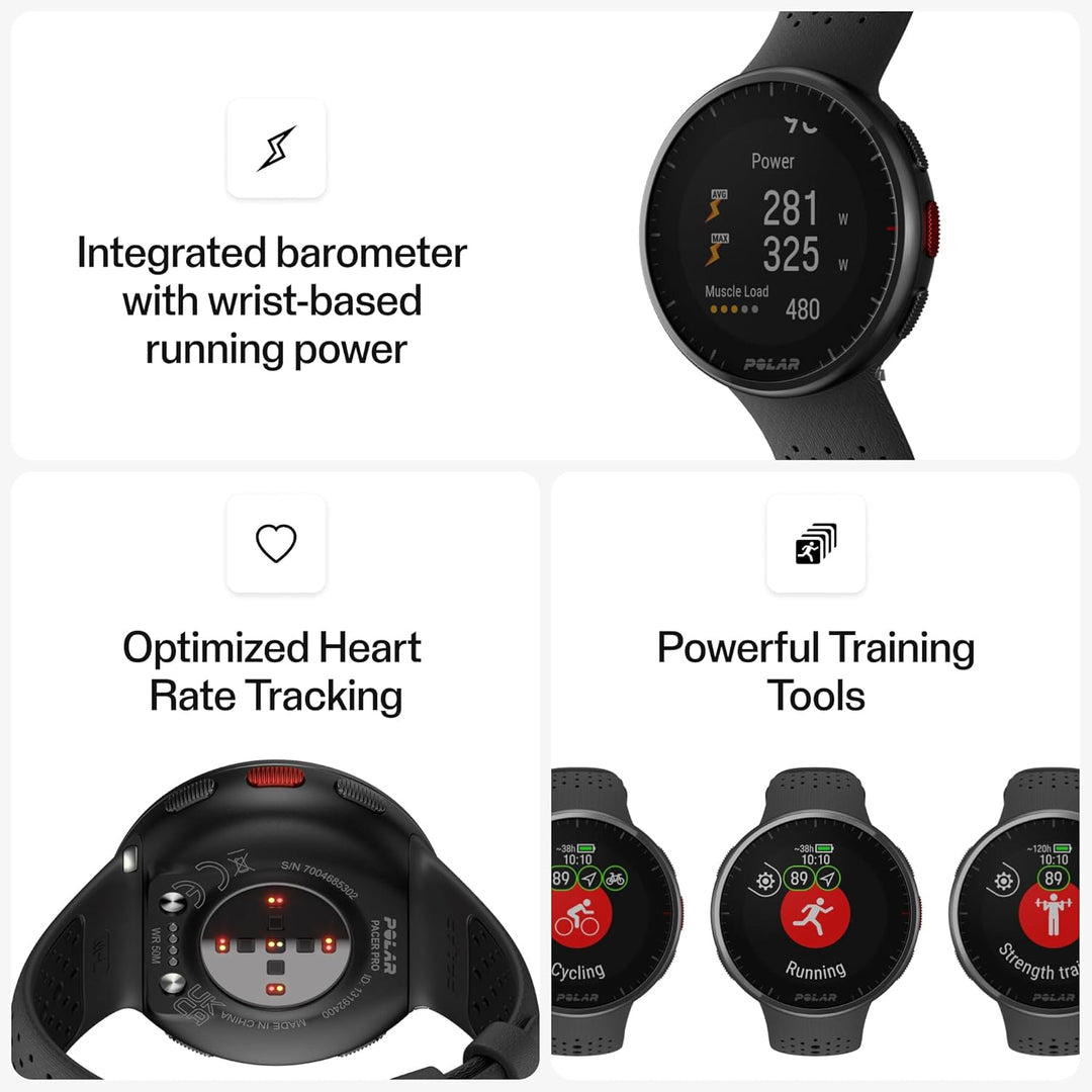 Polar Pacer Pro – Moderne GPS-Sportuhr, Pulsuhr, Smartwatch für Männer und Frauen, Laufuhr Training,