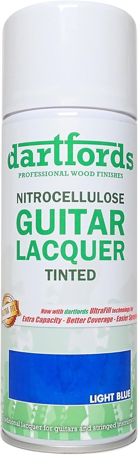 dartfords Nitrozellulose-Gitarrenlack, getönt, Blau (hell), Sprühdose, 400 ml Blau (Leicht) 400 ml A
