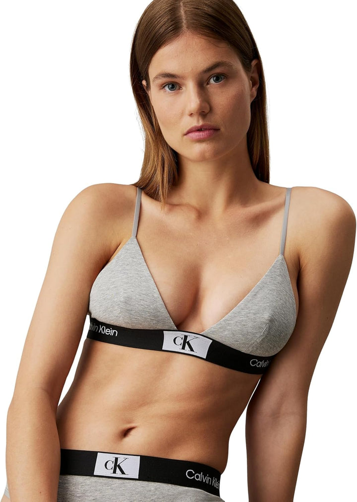 Calvin Klein Damen Bikini Oberteil Triangel Unlined Weiche Cups S Grau (Grey Heather), S Grau (Grey