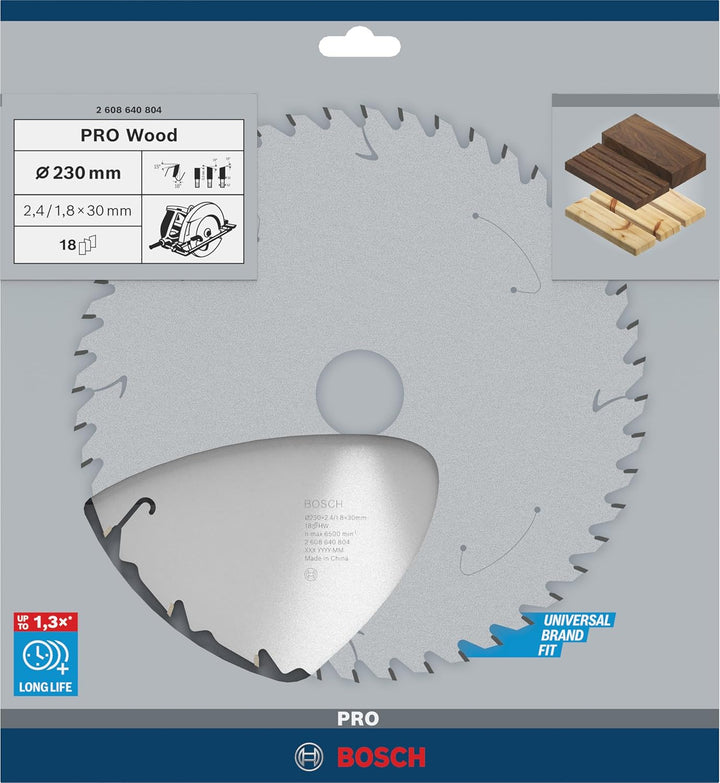 Bosch Professional 1x Kreissägeblatt Speedline Wood (für Holz, Sägeblatt Ø 230 x 30 x 2,6 mm, 18 Zäh